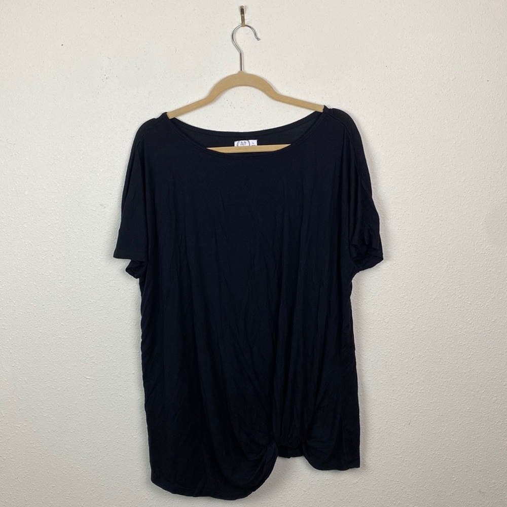 Maurices | Black Knotted Short Sleeve Blouse 1X